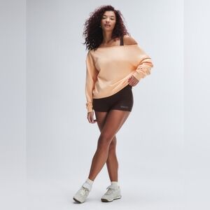 Weekender Terry Cut Off-Shoulder Peach Oversized Sweatshirt
